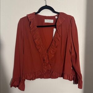 Equipment Terracotta Ruffled Blouse 100% silk